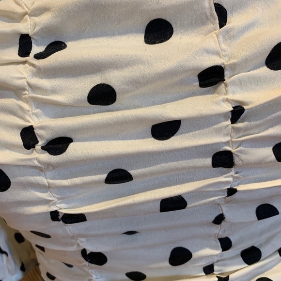 Polka crop top with long puffy sleeves - Picture 3 of 8